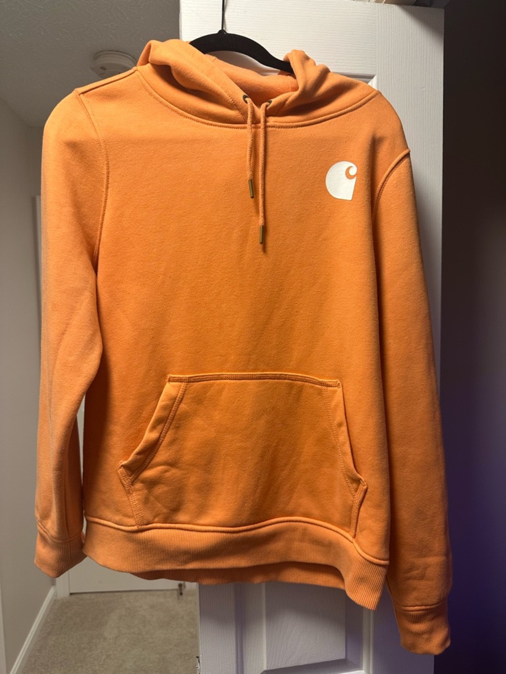 Carhartt Orange Pullover Hoodie with White Logo
